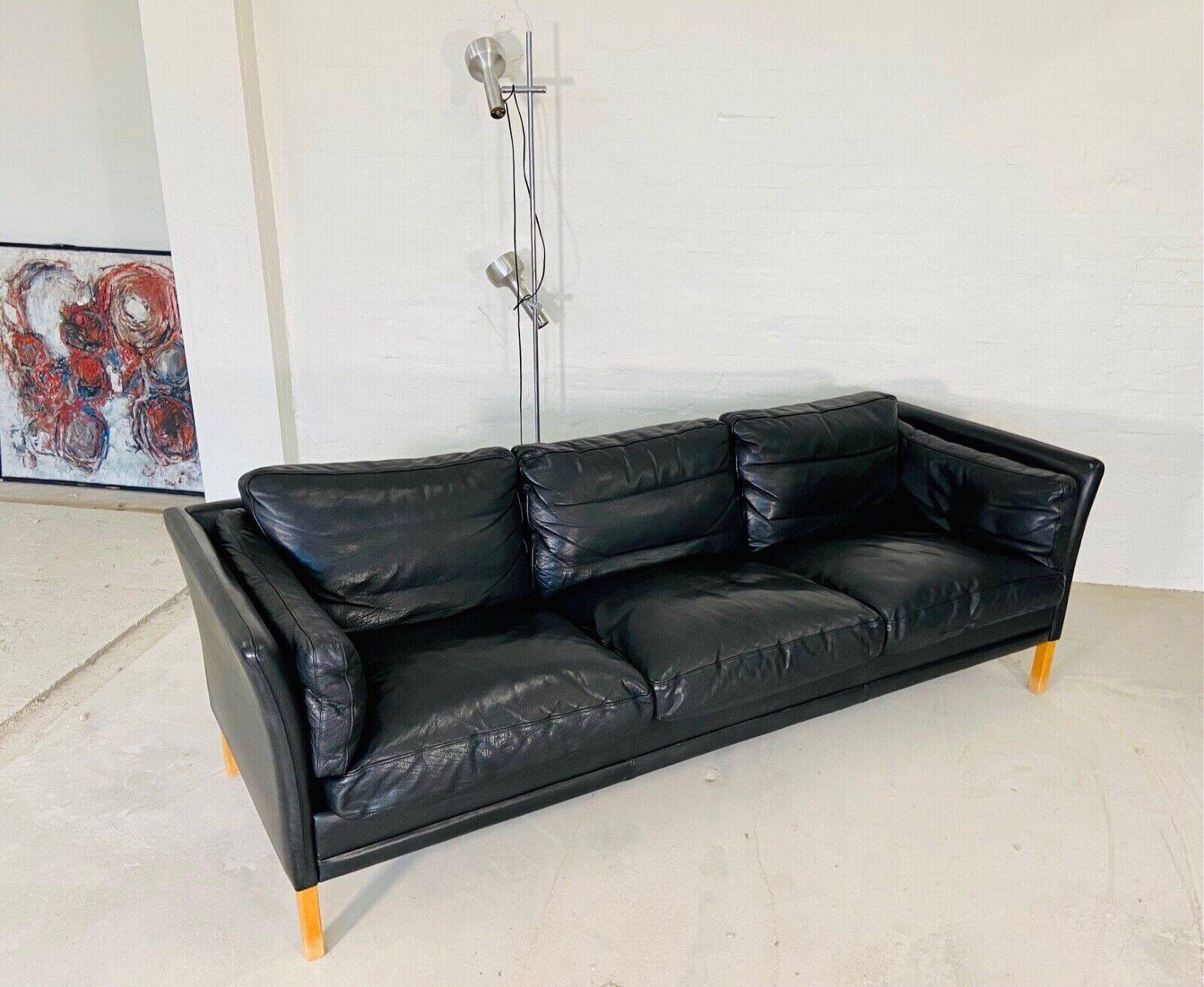 Danish mid-century vintage Mogens Hansen black leather sofa 60s