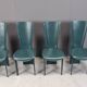 Vintage green leather dining chairs, 1980s - set of 4