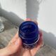 Silver-plated metal and blue glass salt and pepper shaker