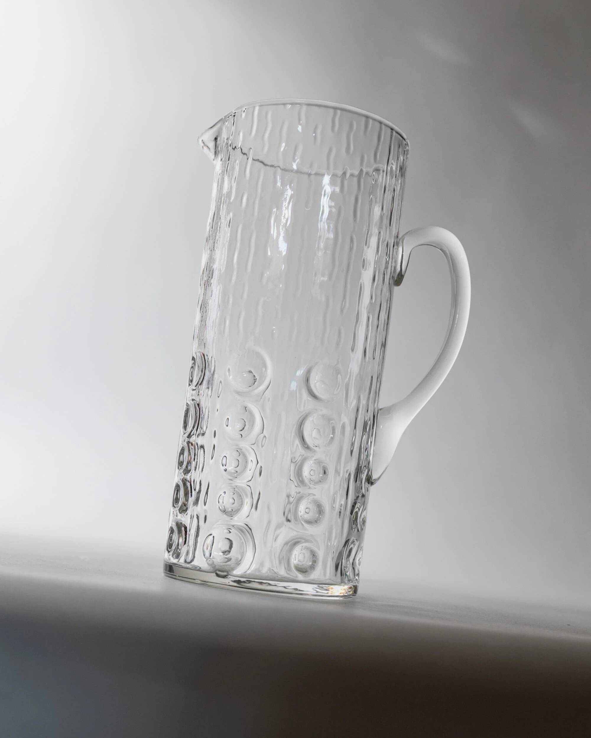 Vintage glass bubble-blown jug from the 1970s.