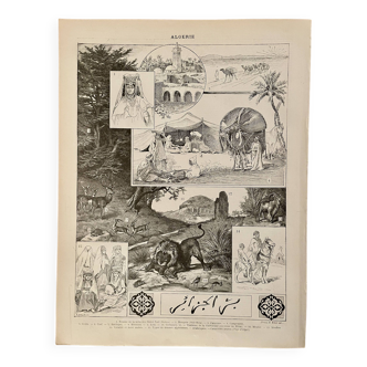 Lithographie et carte de l'Algérie - 1900