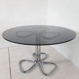 Table 70s, chrome and crystal metal, cobra design model by Giotto Stoppino.