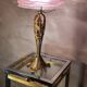 Austrian Art Nouveau bronze lamp with Loetz style art glass shade
