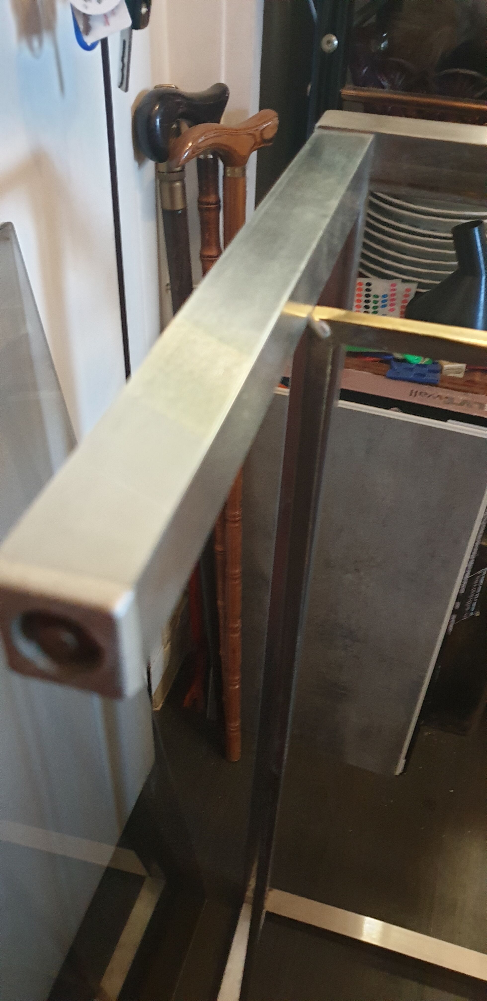 Rectangular glass and metal coffee table