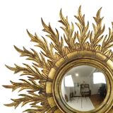 Large Rare Wooden Sun Mirror Sunburst Gold Leaf XL 86cm