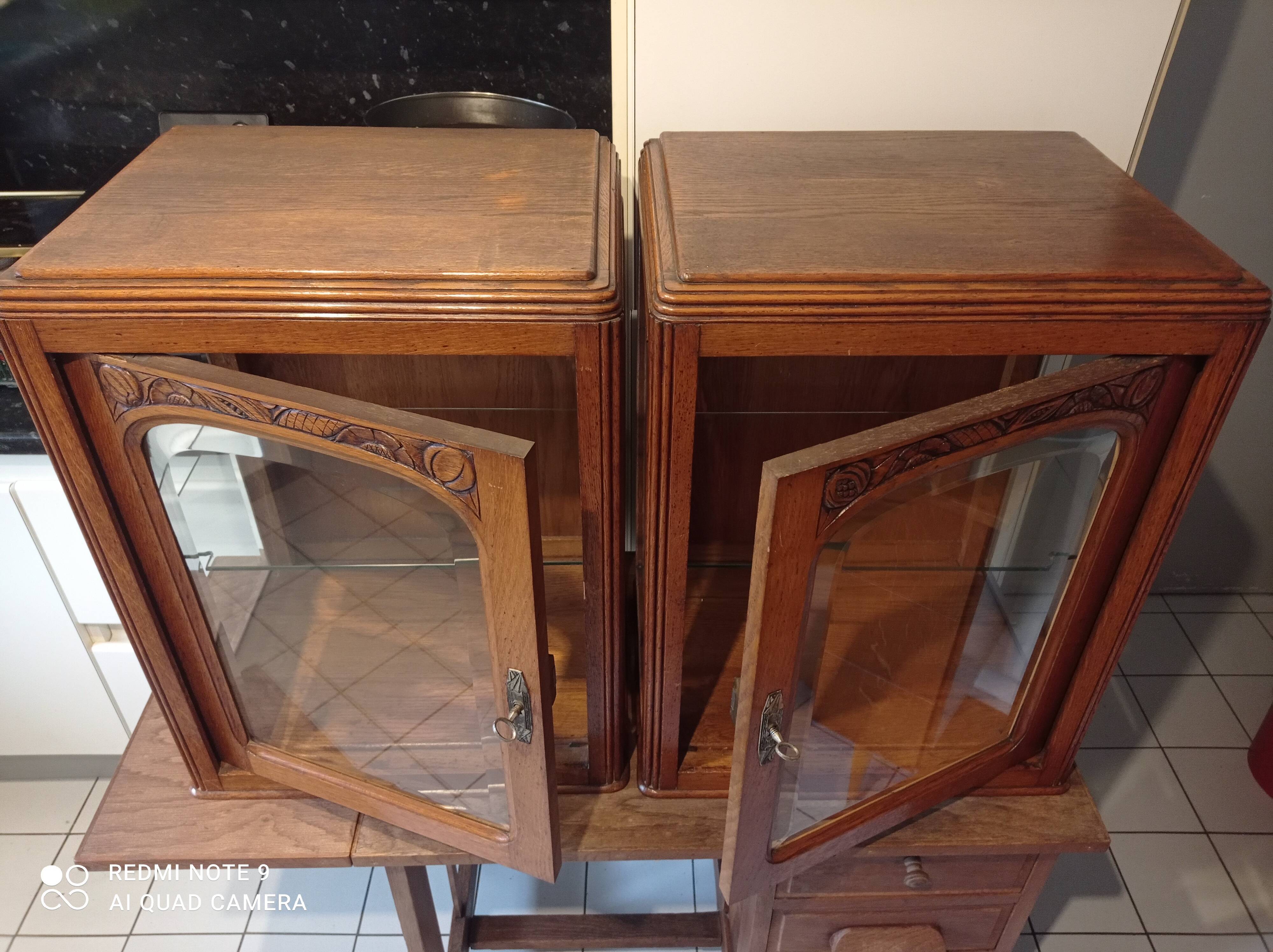 Pair of art deco showcases