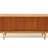 Scandinavian row in teak and oak, suede, 1960