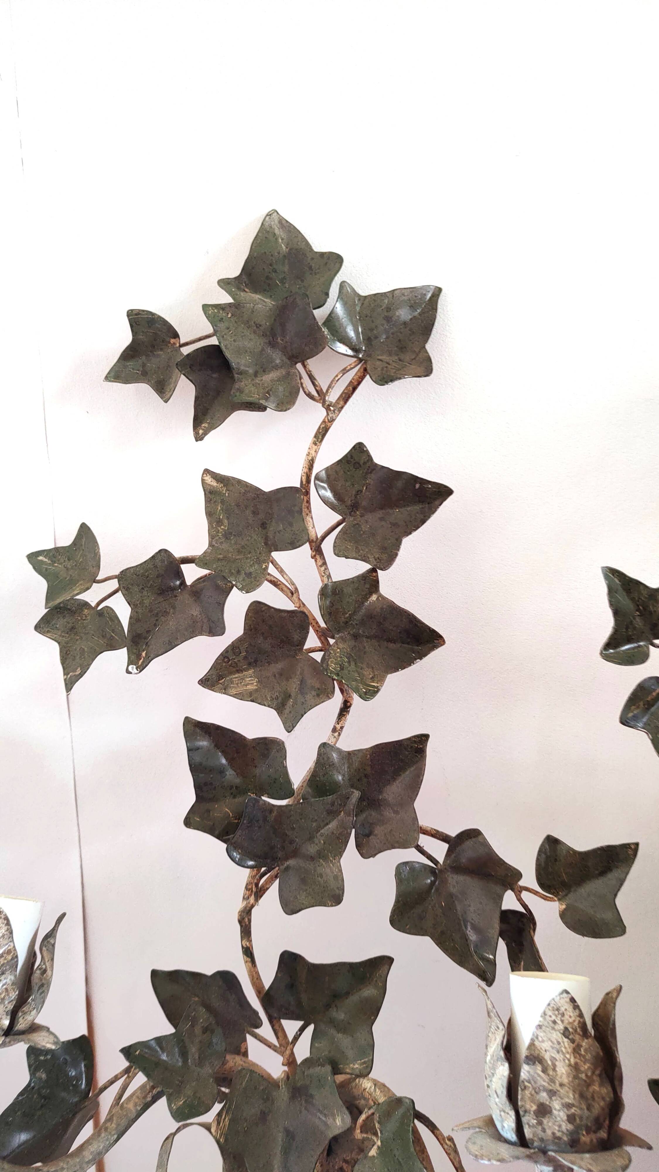 2 large metal leaf wall lights from the 70s and 80s