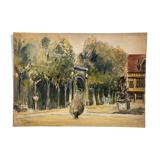 Landscape with watercolor signed