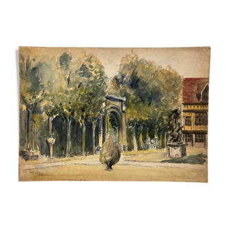 Landscape with watercolor signed