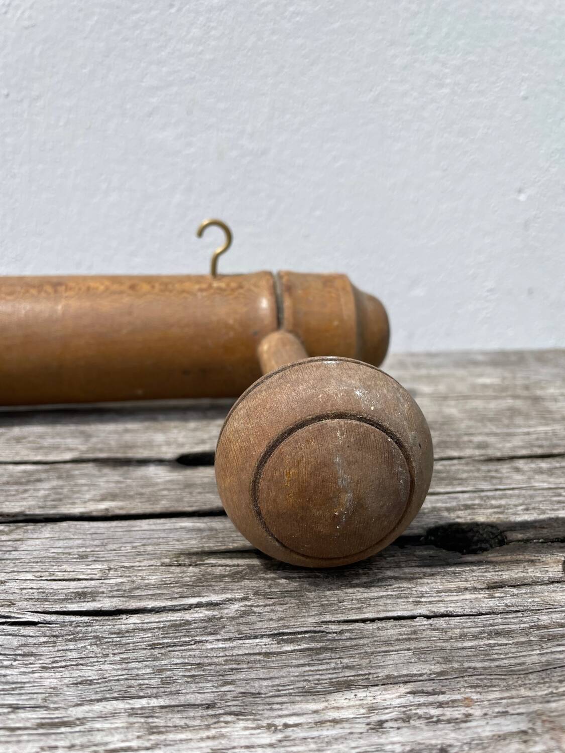 Antique wooden wall coat rack