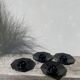 4 black egg cups 1970