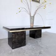 "Rizzo" lacquered and brass coffee-bar table from the 1970s.