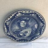 Former heineken blue Delft ceramics plate - vintage blue musician decor
