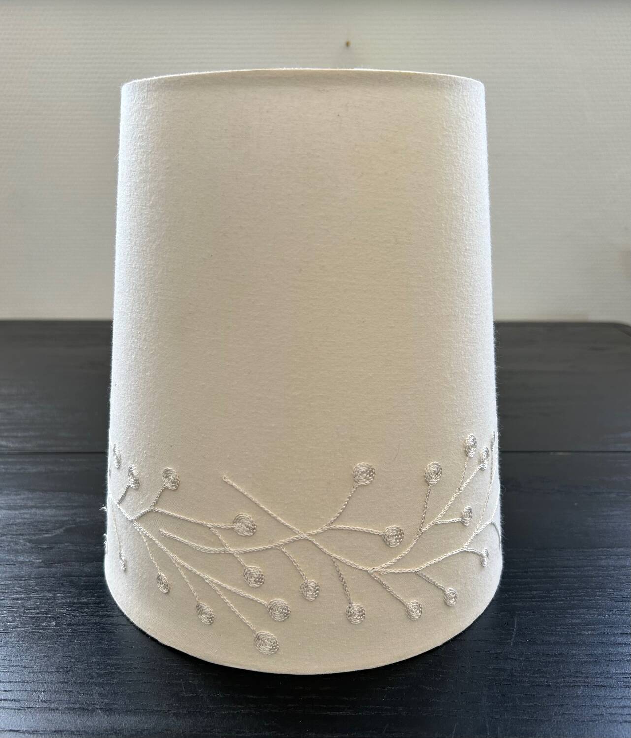 Embroidered white lampshade
