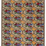 Handwoven Floral Pattern Needlepoint Kids Kilim Rug, Wall Hanging Turkish