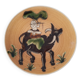 Ceramic plate sacred cow Buddha Vietnam