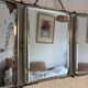 Vintage 1950 triptych mirror barber beveled crystal hairdresser - 25 x 59 cm