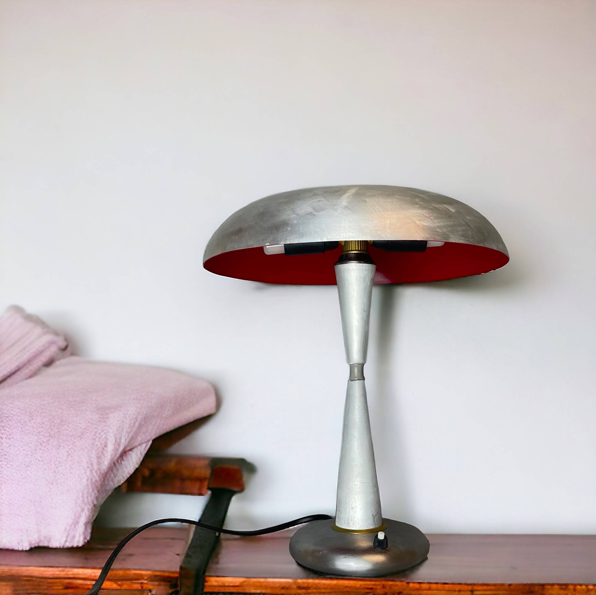 Aluminium mushroom table desk lamp mid century