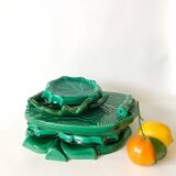 green ceramic tray with bamboo effect from the 1950s