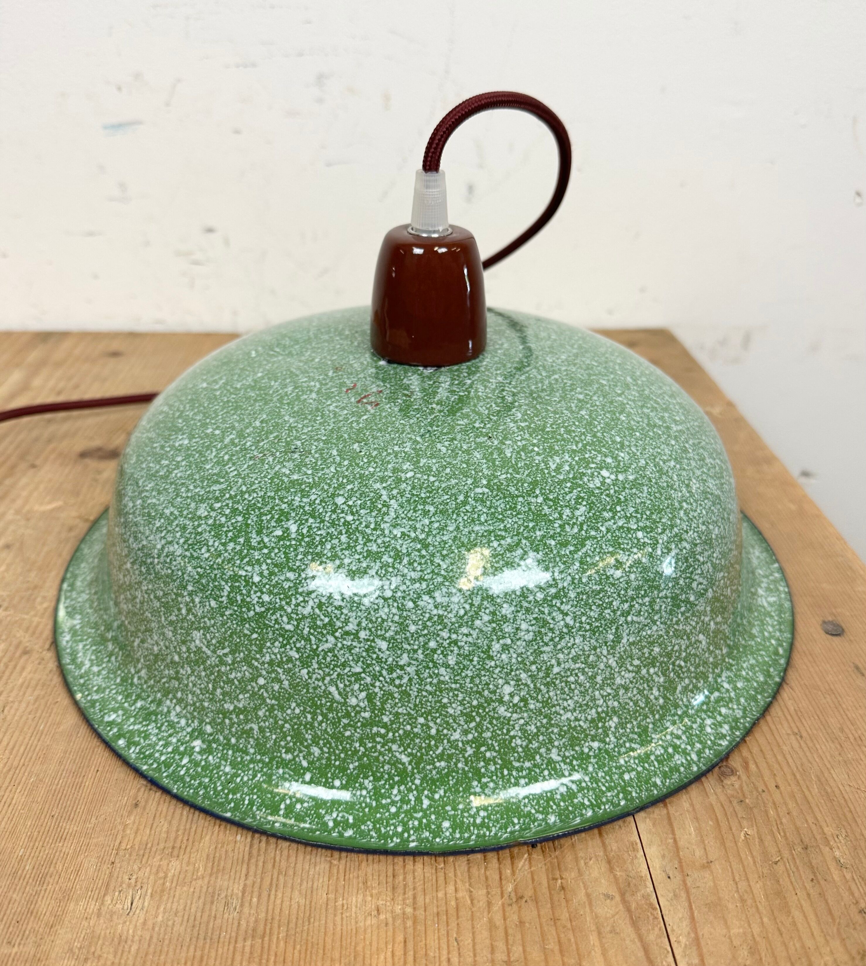 Industrial Factory Green Enamel Ceiling Lamp , 1960s