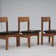 1970s, Danish design, set of 3 church chairs, leather, oak wood.