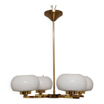 Lustre Arlus à 4 feux en laiton des années 50/60