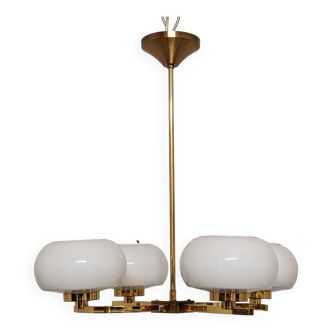 Arlus chandelier with 4 brass lights from the 50s/60s