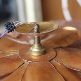 Vintage ceiling light in gilded metal, flower-shaped.