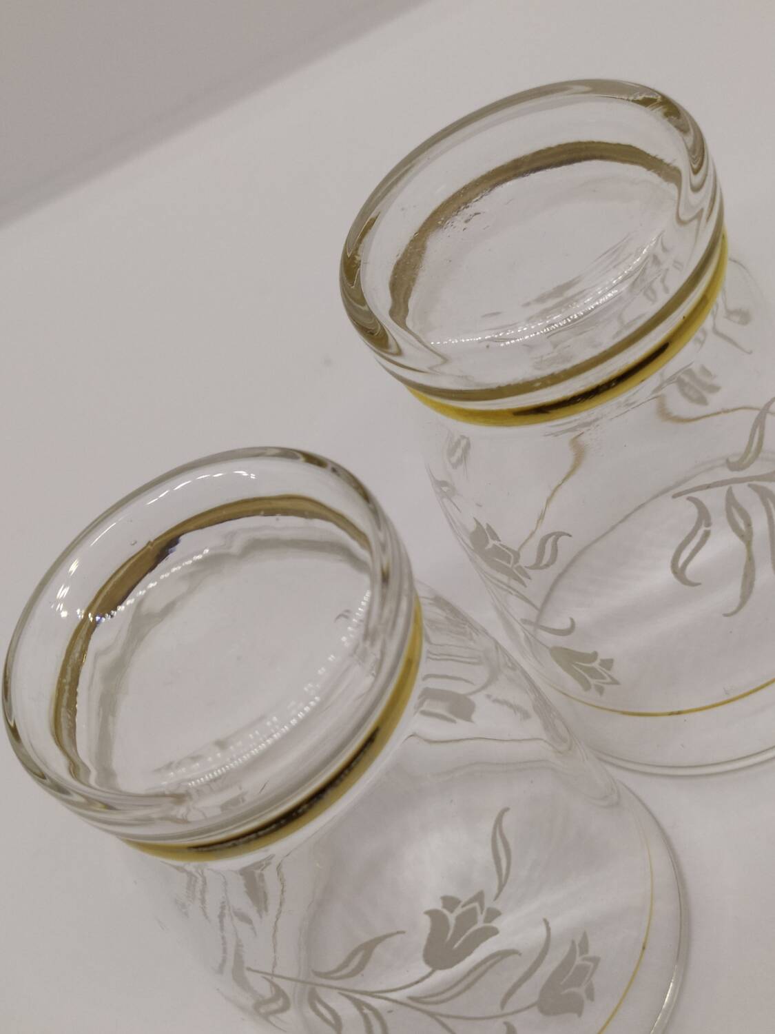 Vintage glasses with rose pattern