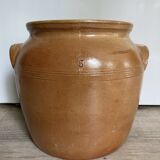 Brown stoneware jar pot