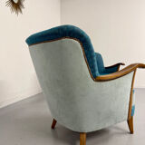 Lot of 2 sculptural Danish design armchairs from the 1940s, vintage.