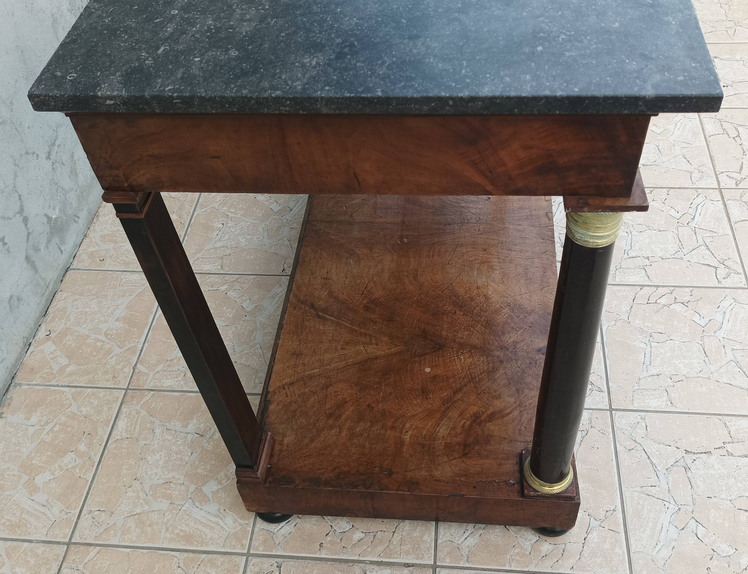 Large Empire period mahogany console table