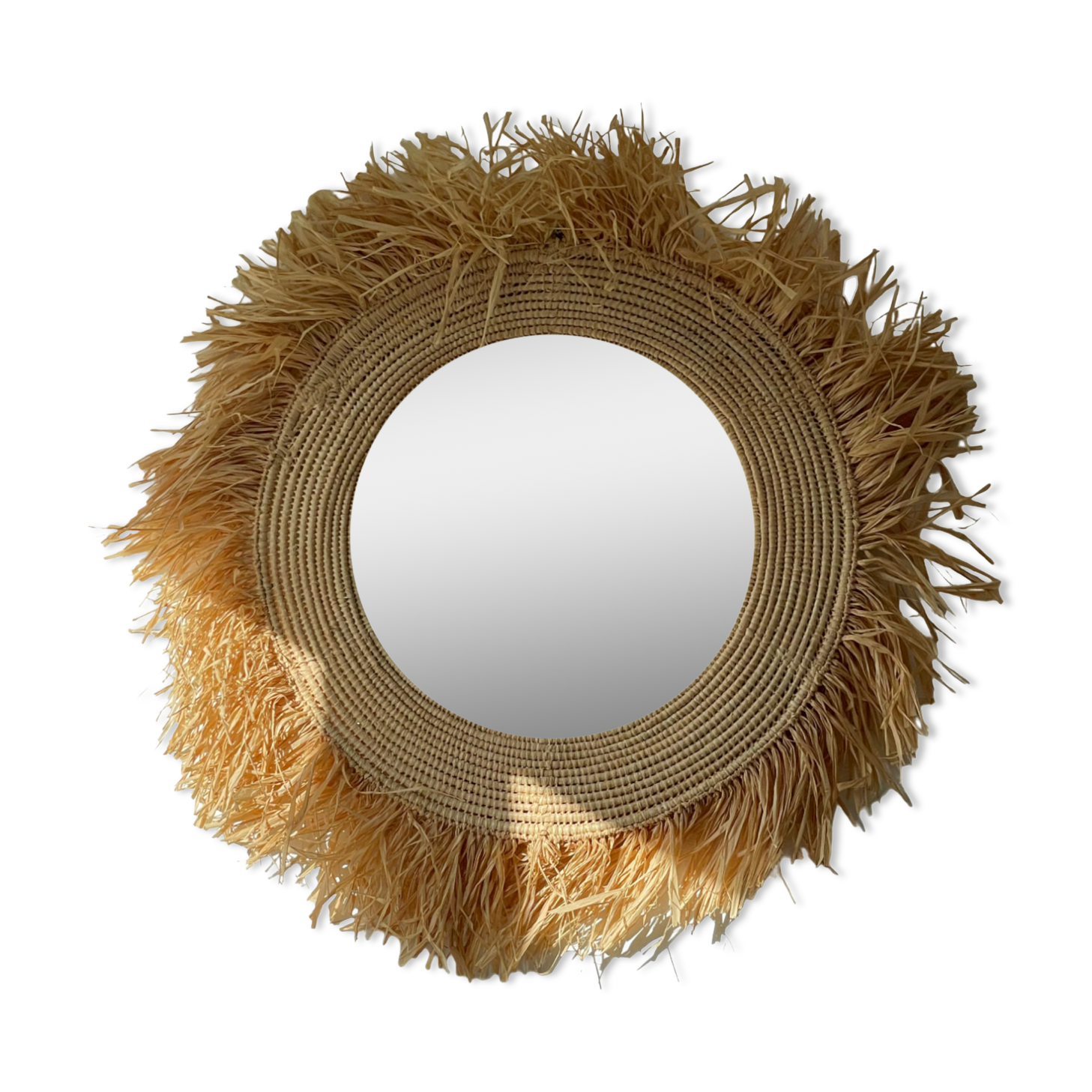 Mirror in raffia, 47 cm
