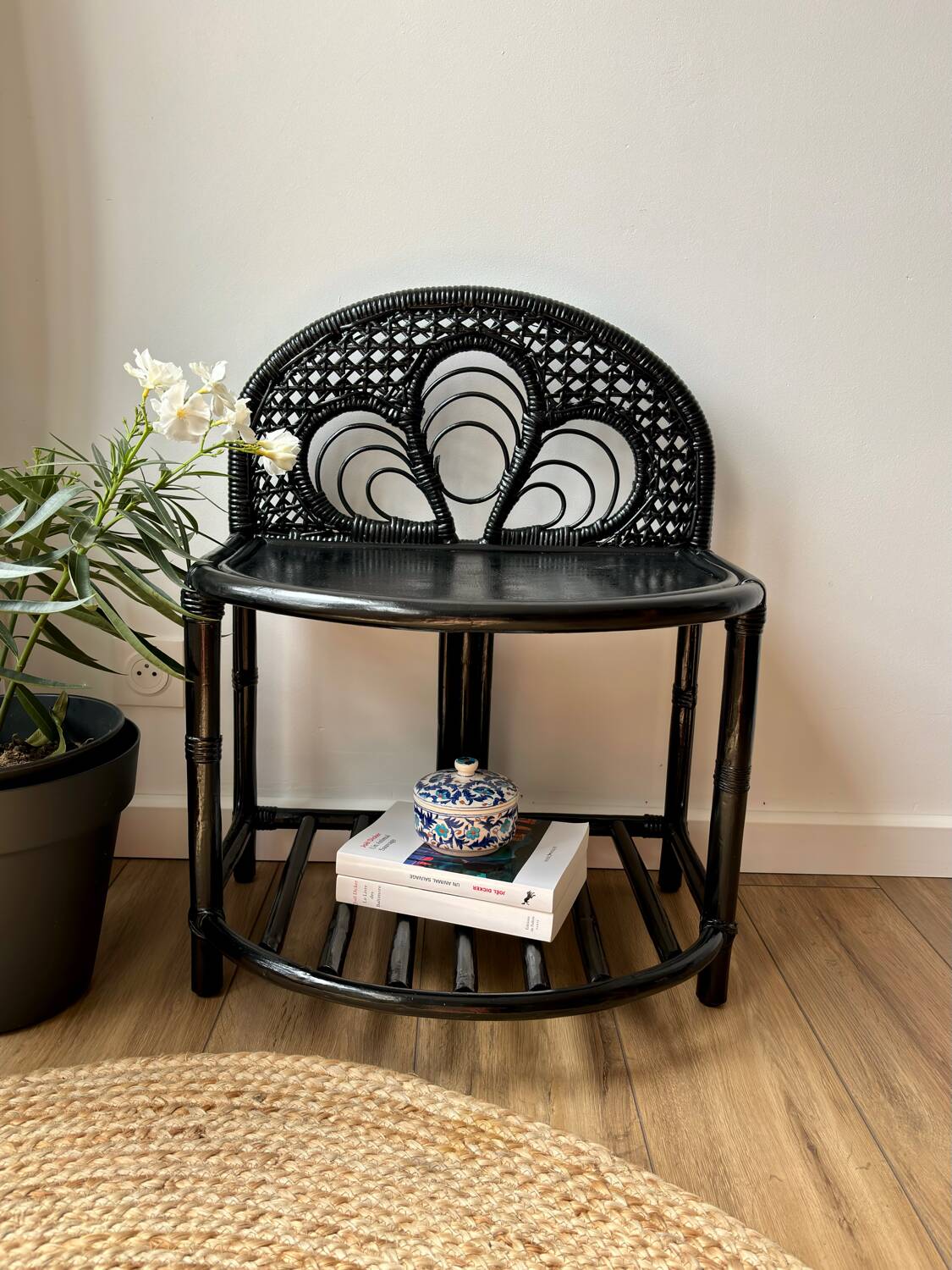 Wicker rattan console side table