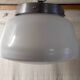 XXL industrial-style opaline globe ceiling light - mid-20th century