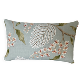 Sky blue patterned linen cushion