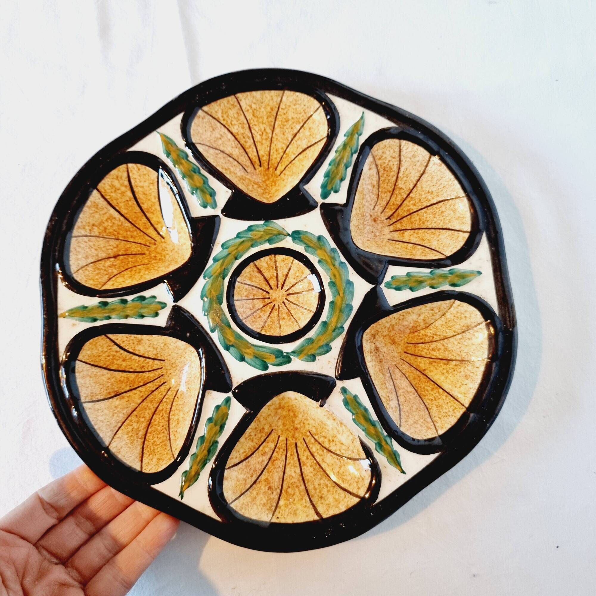 St Jean de Bretagne 1960s French ceramic oyster dish mid century style