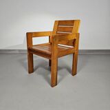 Pine wood chair 1970s with foldable seat