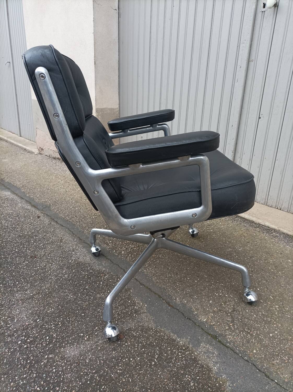 Vintage black leather armchair