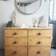 Vintage solid pine English trade counter furniture