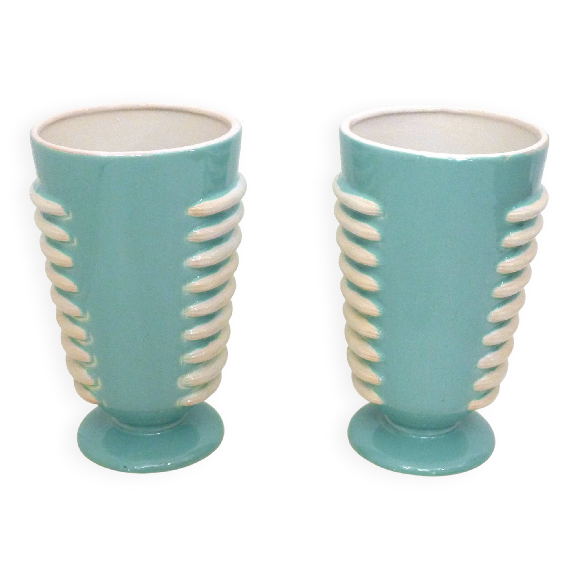 Paire de grands vases Art Déco 1940' Saint-Clément (H 25,5 cm)