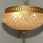 Brass and crystal diamond point ceiling light, France