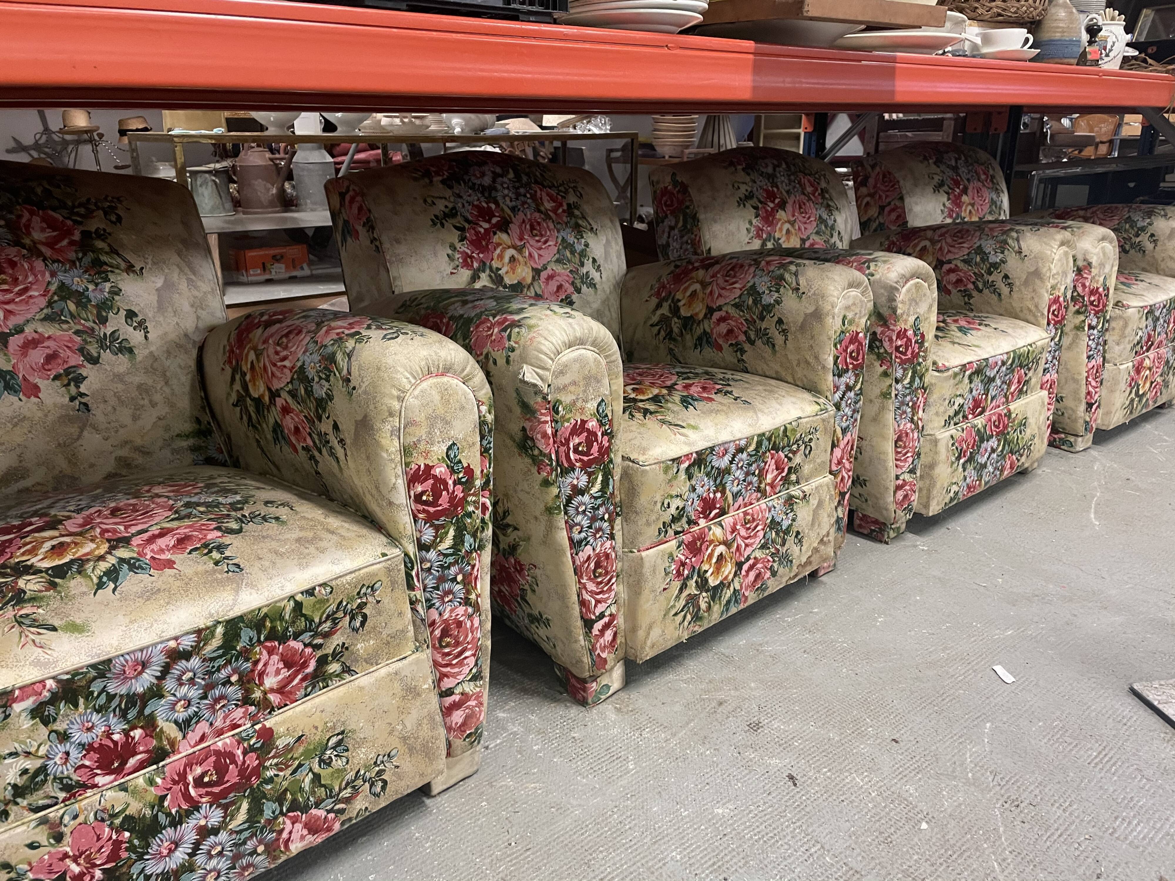 Paire de fauteuils club fleur vintage anglais