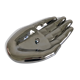 Empty silver chromed ceramic pocket in the shape of a large hand, 1980