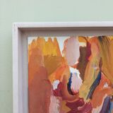 Mid-Century Modern "Seated in Orange" Swedish Vintage Abstract Portrait Oil Painting, Framed