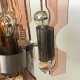 Lampe veca fontana arte verre fumé rose orange vintage 60.s rare