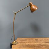 Industria Rotterdam clamp lamp made of brass and copper from the 1930s