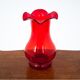 Red midcentury glass vase, Poland, 1970s
