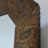 Bevelled handmade mirror in old repulsed copper - 54x45cm